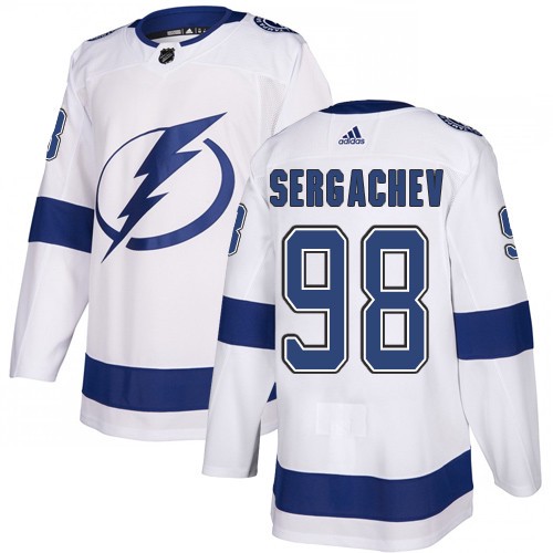 Adidas Tampa Bay Lightning Men 98 Mikhail Sergachev White Road Authentic Stitched NHL Jersey